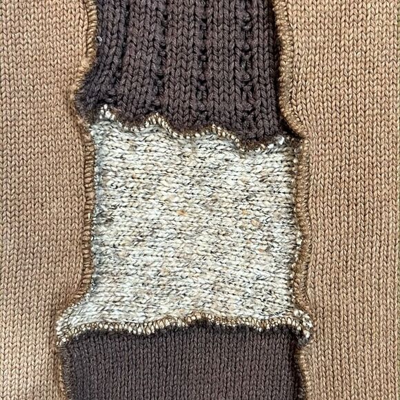 Brown Patchwork A-Line Sweater Handmade Skirt Size Medium - Picture 9 of 14
